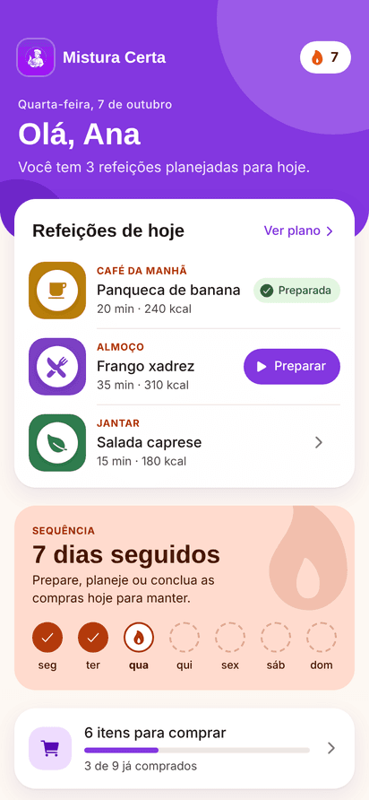 Tela Hoje do Mistura Certa