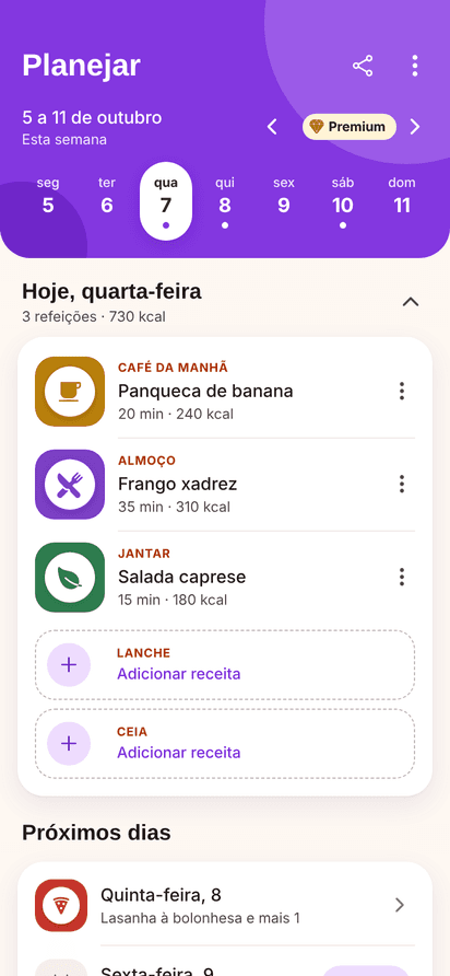 Tela Planejar do Mistura Certa