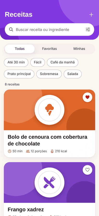 Tela Receitas do Mistura Certa